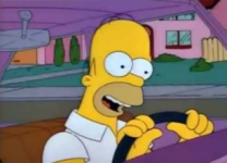 YABBA DABBA DOO! Simpson, Homer Simpson. He's the greatest guy in history. From the town of Springfield, he's about to hit a chestnut tree.